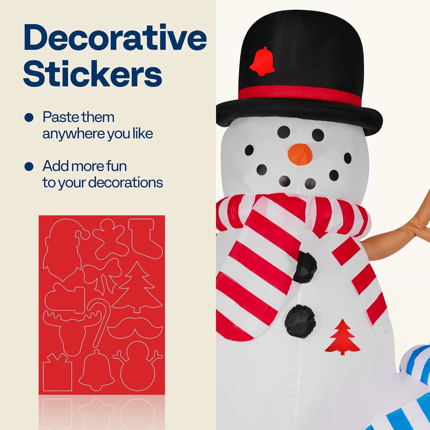 8FT Christmas Inflatable Outdoor Decoration, Stacked Snowman, Navidad Blow up Yard Decor with Built-In LED Light for Lawn, Garden, Party