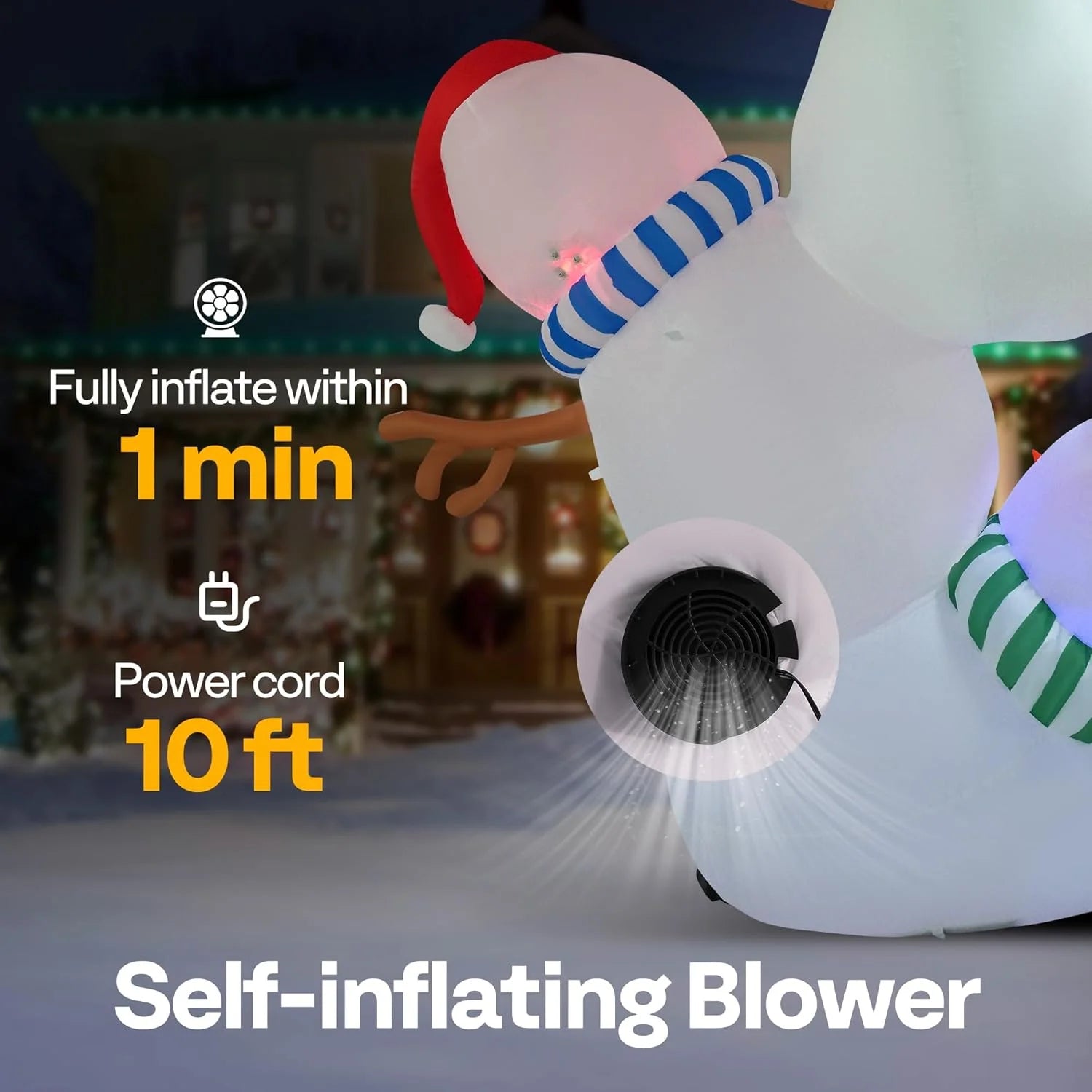 8FT Christmas Inflatable Outdoor Decoration, Stacked Snowman, Navidad Blow up Yard Decor with Built-In LED Light for Lawn, Garden, Party